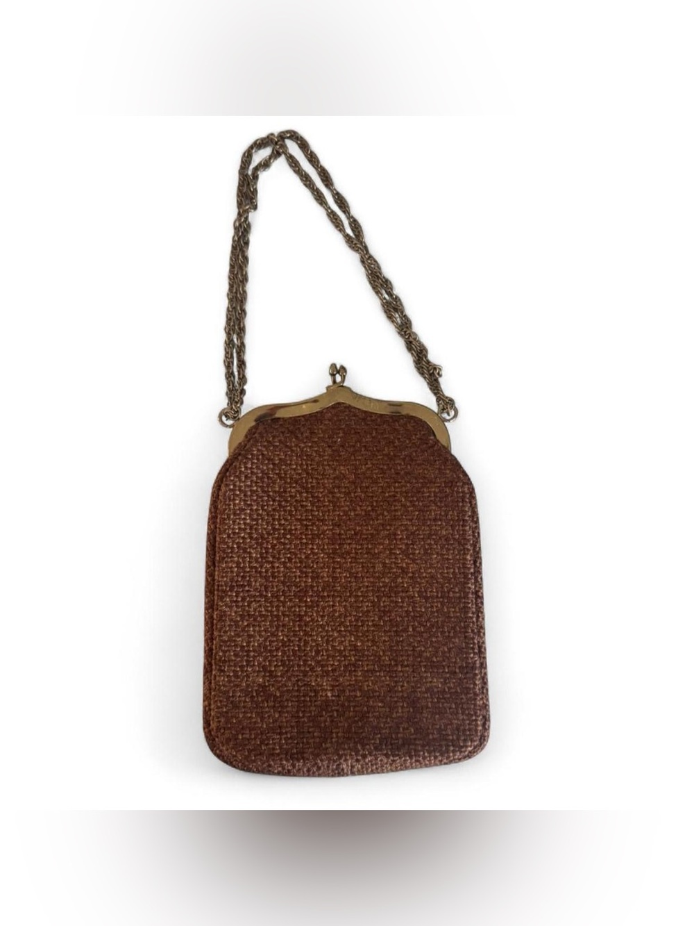 Vintage Brown Evening Bag with Chain Strap